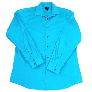 Apt.9 Men Dress Shirt Aqua Size 16 34/35 Premier Flex Slim Fit, Pre-Owned